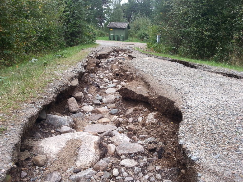 Vägskador på Snäckvägen